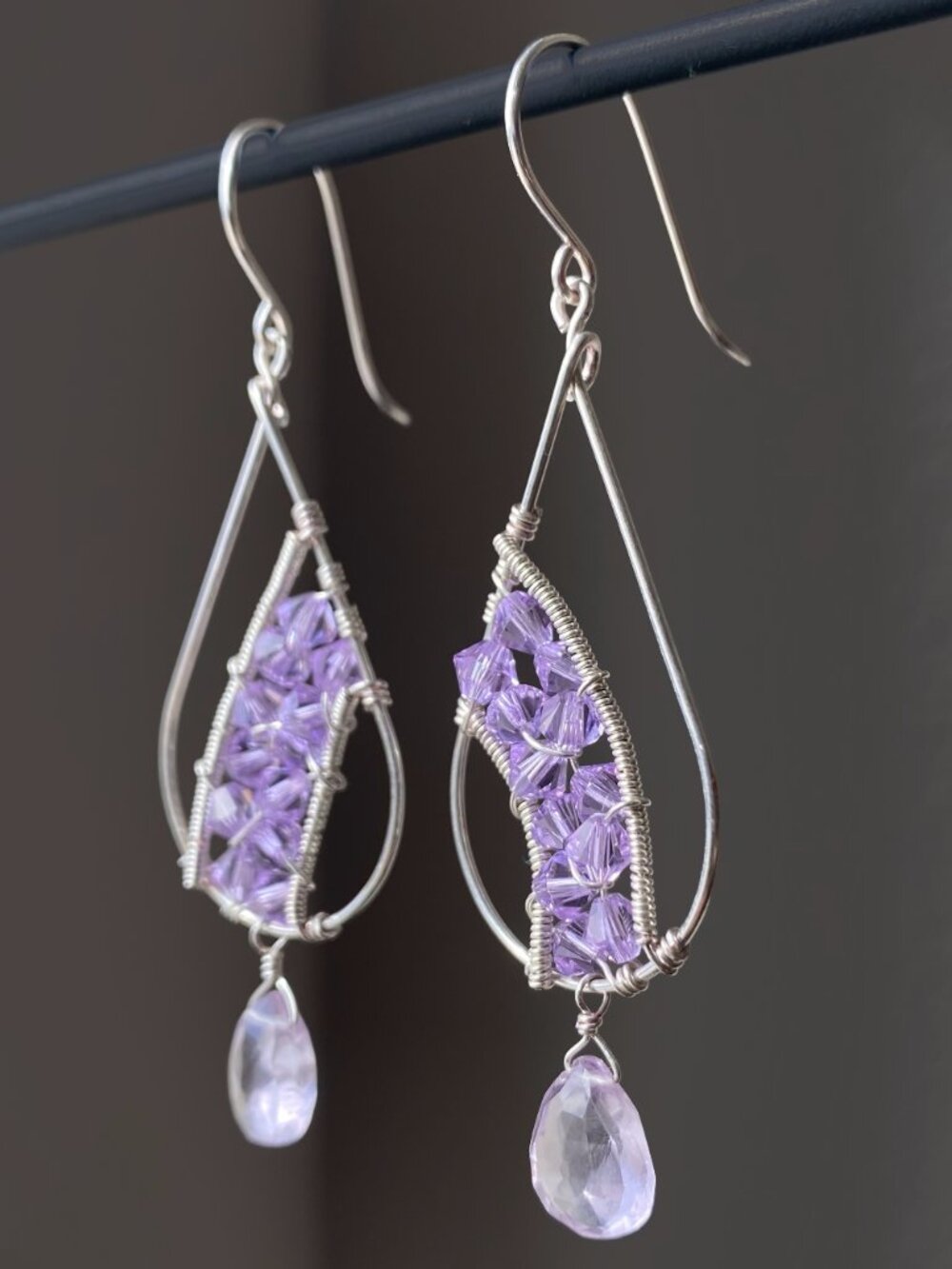 Amethyst & Swarovski Crystal Sterling Silver Earrings